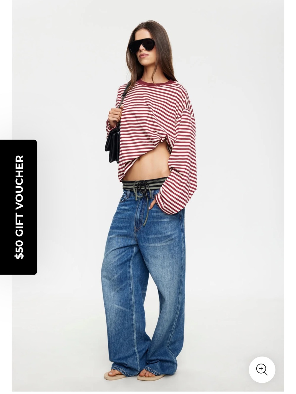 Lioness Red and White Striped Long Sleeve Tee NWT